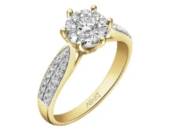 Pierścionek z żółtego i białego złota z brylantami - 0,55 ct - próba 585