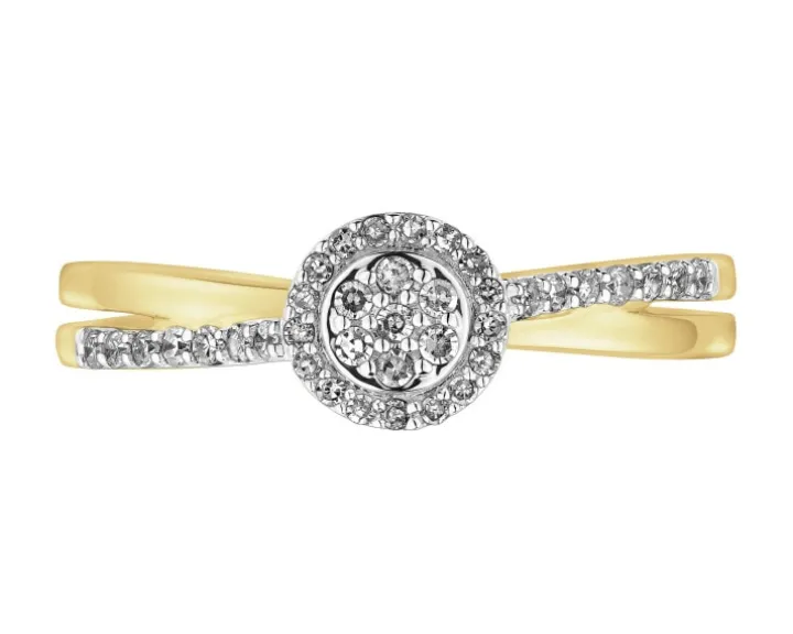 Pierścionek z żółtego złota z brylantem - 0,18 ct - próba 750