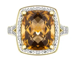 Pierścionek z żółtego złota z brylantami - 0,40 ct - próba 585