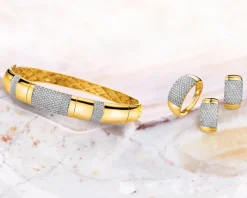 Pierścionek z żółtego złota z brylantami - 0,40 ct - próba 585