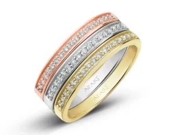 Pierścionek z żółtego złota z brylantami - 0,10 ct - próba 585