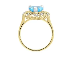 Pierścionek z żółtego złota z diamentami i topazem - próba 585