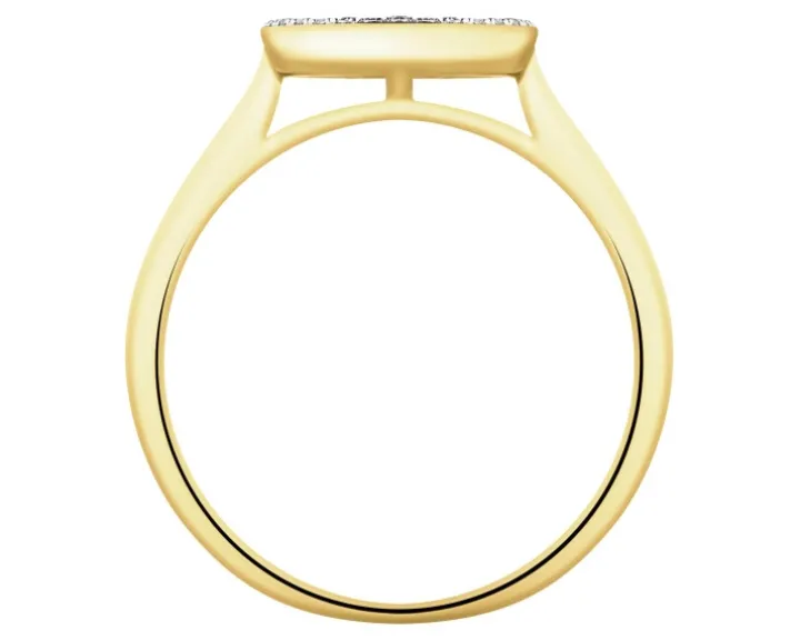 Pierścionek z żółtego złota z diamentami - 0,21 ct - próba 585