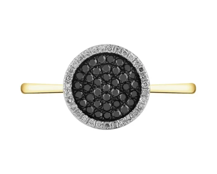 Pierścionek z żółtego złota z diamentami - 0,21 ct - próba 585