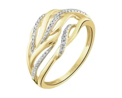 Pierścionek  z żółtego złota z diamentami - 0,15 ct - próba 585