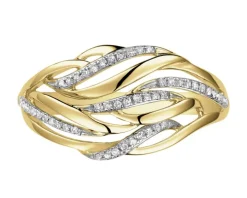 Pierścionek  z żółtego złota z diamentami - 0,15 ct - próba 585