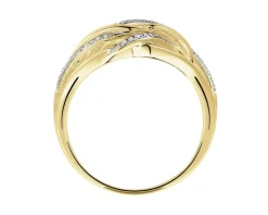 Pierścionek  z żółtego złota z diamentami - 0,15 ct - próba 585