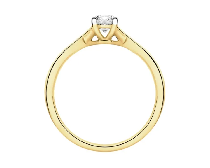Pierścionek z żółtego złota z brylantem - 0,40 ct - próba 750
