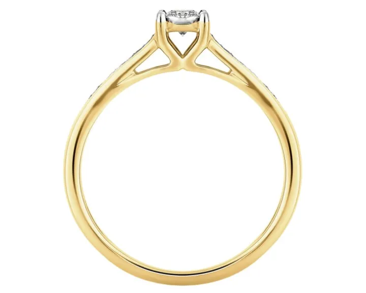 Pierścionek z żółtego złota z brylantami - 0,24 ct - próba 585