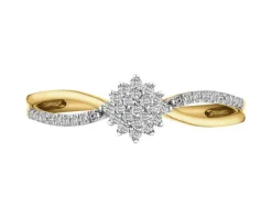 Pierścionek z żółtego złota z diamentami - 0,05 ct - próba 375