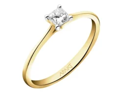 Pierścionek z żółtego złota z diamentem - 0,33 ct - próba 585