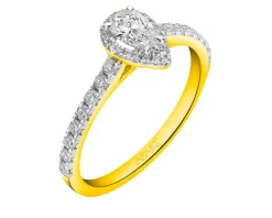 Pierścionek z żółtego złota z diamentami - SI2/H - 0,60 ct - próba 585