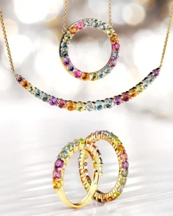 Pierścionek z żółtego złota z brylantem i kamieniami ozdobnymi - próba 585