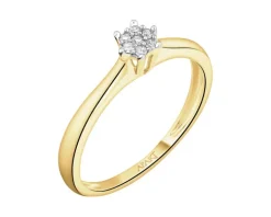 Pierścionek z żółtego złota z diamentami - 0,05 ct - próba 585
