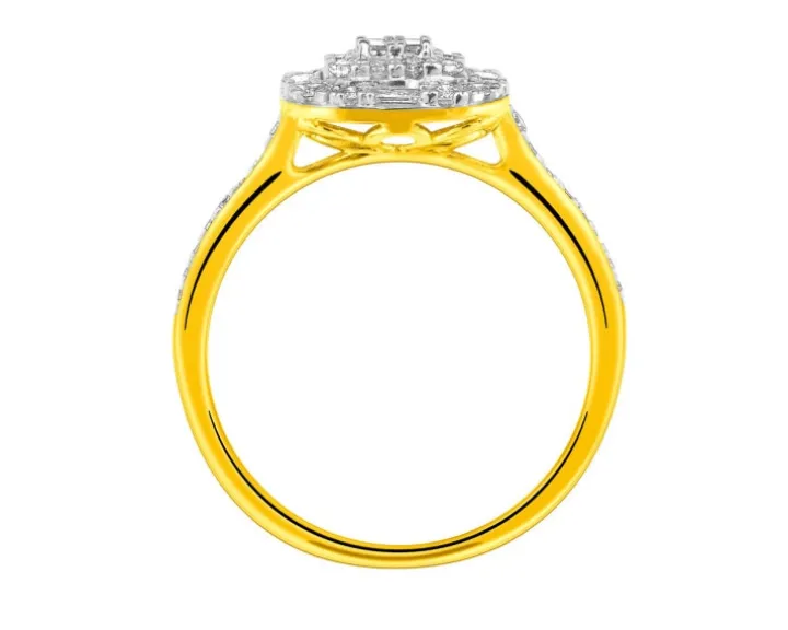 Pierścionek z żółtego złota z diamentami - 0,40 ct - próba 585