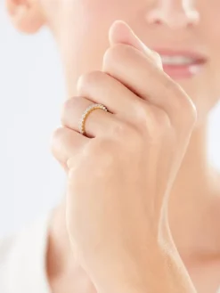 Pierścionek z żółtego złota z diamentami - 0,24 ct - próba 585