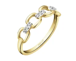 Pierścionek z żółtego złota z diamentami - 0,05 ct - próba 375