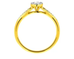 Pierścionek z żółtego złota z czarnymi brylantami - 0,15 ct - próba 375