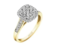 Pierścionek z żółtego złota z diamentami - 0,50 ct - próba 585