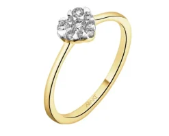 Pierścionek z żółtego złota z brylantami - serce - 0,15 ct - próba 585