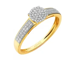 Pierścionek z żółtego złota z diamentami - 0,15 ct - próba 585