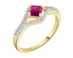 Pierścionek z żółtego złota z brylantami - 0,34 ct - próba 585