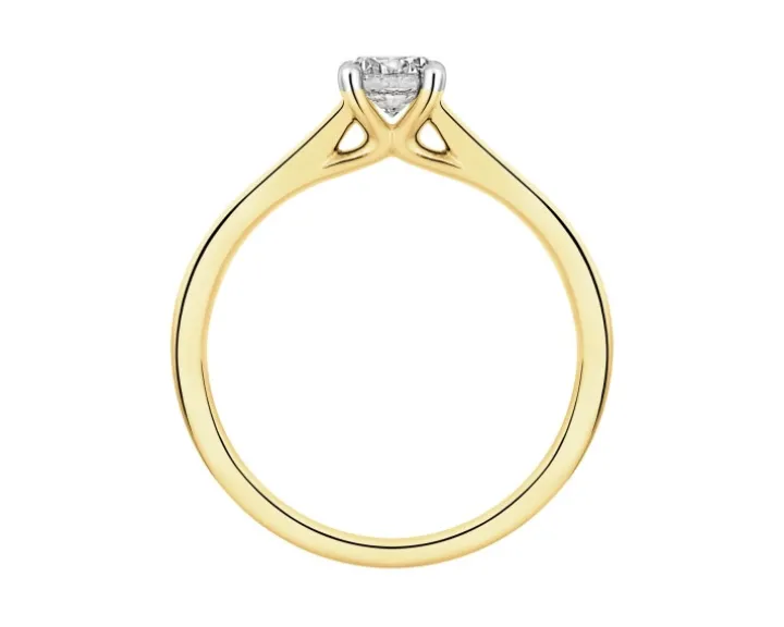 Pierścionek z żółtego złota z brylantem - 0,31 ct - próba 750