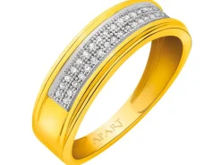 Pierścionek z żółtego złota z diamentami - 0,10 ct - próba 585