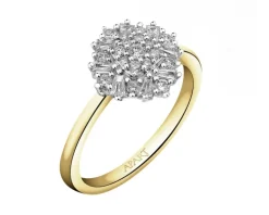 Pierścionek z żółtego złota z diamentami - 0,10 ct - próba 585