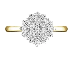 Pierścionek z żółtego złota z diamentami - 0,10 ct - próba 585