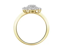 Pierścionek z żółtego złota z diamentami - 0,10 ct - próba 585