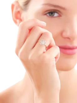 Pierścionek z żółtego złota z diamentami - rozeta - 0,20 ct - próba 585