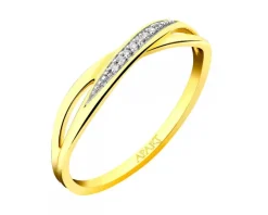 Pierścionek  z żółtego złota z diamentami - 0,02 ct - próba 375