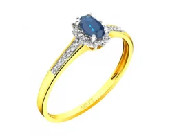 Pierścionek z żółtego złota z brylantami - 0,10 ct - próba 585