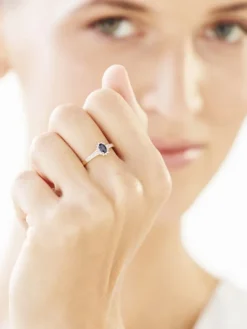 Pierścionek z żółtego złota z brylantami - 0,10 ct - próba 585