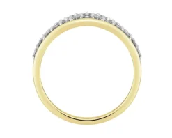 Pierścionek z żółtego złota z diamentem i peridotami - próba 375