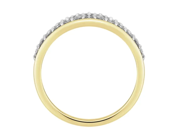 Pierścionek z żółtego złota z diamentem i peridotami - próba 375