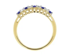 Pierścionek z żółtego złota z brylantami i szafirami - próba 585