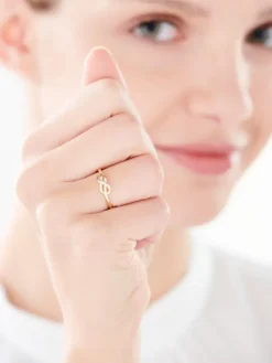 Pierścionek z żółtego złota z diamentem - nieskończoność - 0,007 ct - próba 585