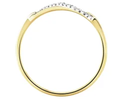 Pierścionek z żółtego złota z diamentami - nieskończoność - 0,03 ct - próba 585