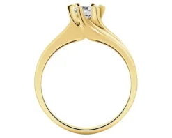 Pierścionek z żółtego złota z brylantem - 0,35 ct - próba 585