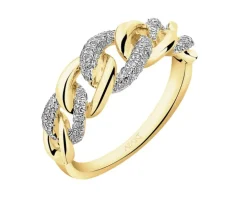 Pierścionek z żółtego złota z diamentami - 0,25 ct - próba 585