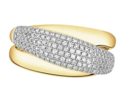 Pierścionek z żółtego złota z diamentami - 0,32 ct - próba 585