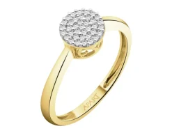 Pierścionek z żółtego złota z diamentami - 0,12 ct - próba 585