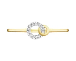 Pierścionek z żółtego złota z diamentami - 0,03 ct - próba 375