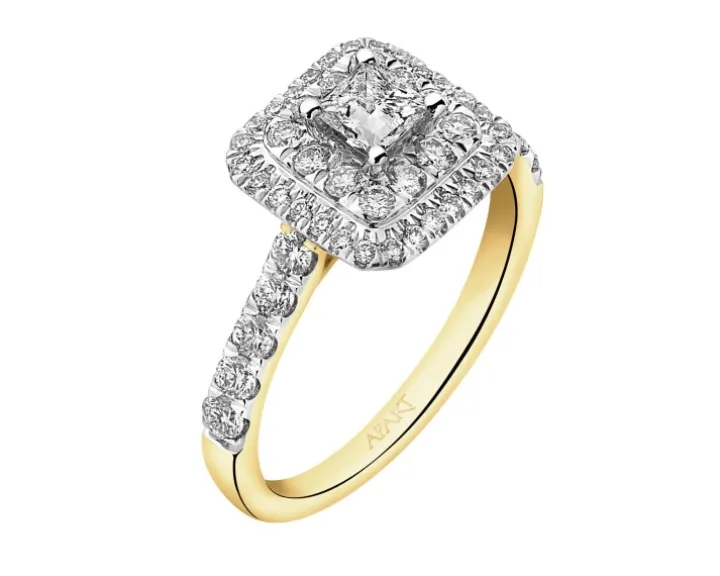 Pierścionek z żółtego złota z diamentami - 1,00 ct - próba 585