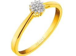 Pierścionek z żółtego złota z diamentami - 0,04 ct - próba 375