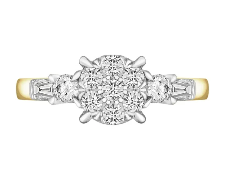 Pierścionek z żółtego złota z diamentami - 0,50 ct - próba 585