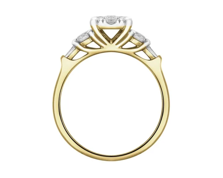 Pierścionek z żółtego złota z diamentami - 0,50 ct - próba 585