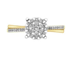 Pierścionek z żółtego złota z brylantami - 0,30 ct - próba 585